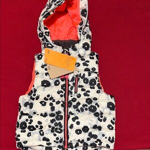 H&M Black and White Floral Hooded Vest